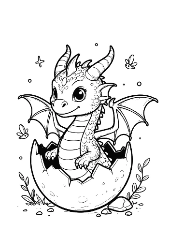 Adorable Newborn Fire Dragon in an Eggshell Printable