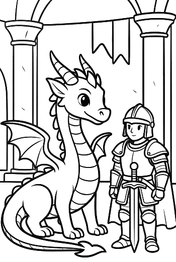 Baby Dragon and Tiny Knight Hero Posing Printable