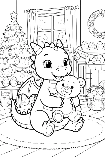 Baby Dragon Sitting on Comfy Rug Printable