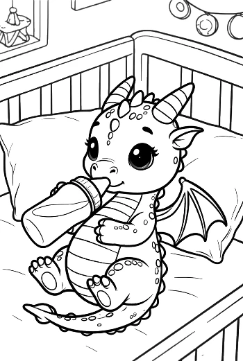 Cute Baby Dragon Coloring Page Printable