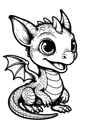 Cute Baby Dragon Coloring Page