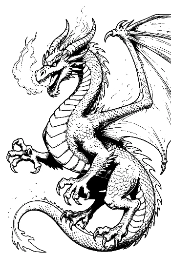 Fierce Fire Dragon Roaring in Flight