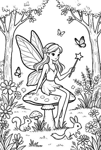 Cute Garden Fairy Coloring Page Printable