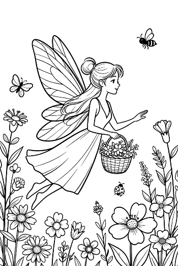 Cute Garden Fairy to Color Printable