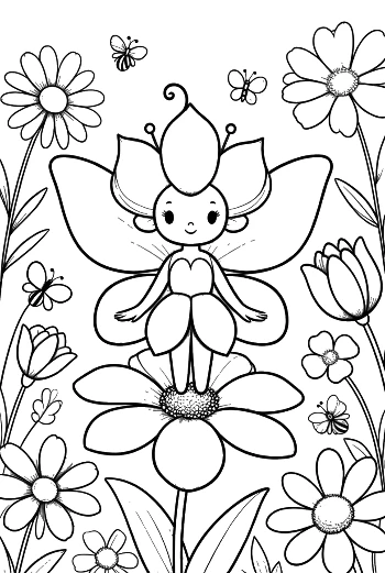 Cute Garden Fairy to Color Printable