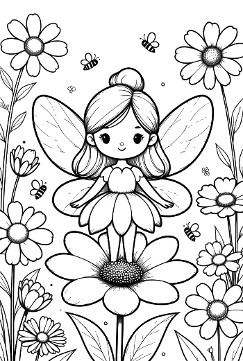 Sweet Garden Sprite Surrounded by Petals Printable