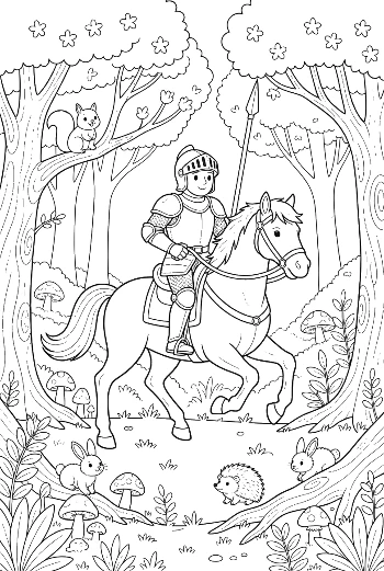 Epic Knight Riding a Horse Through the Enchanted Forest Printable