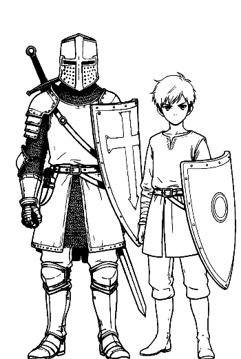 Medieval Knight and Young Squire
