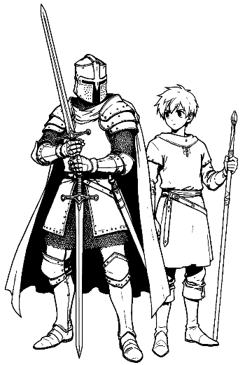 Medieval Knight and Young Squire