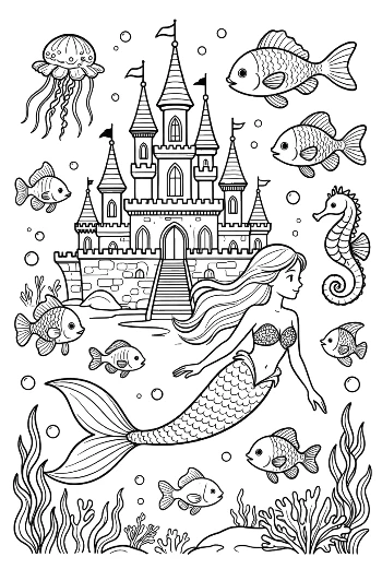 Download Mermaid Princess Coloring Sheet Printable