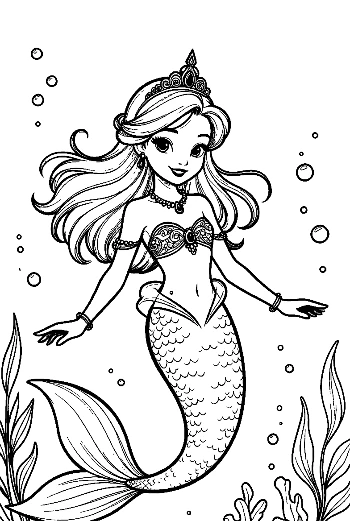 Mermaid Princess Coloring Page