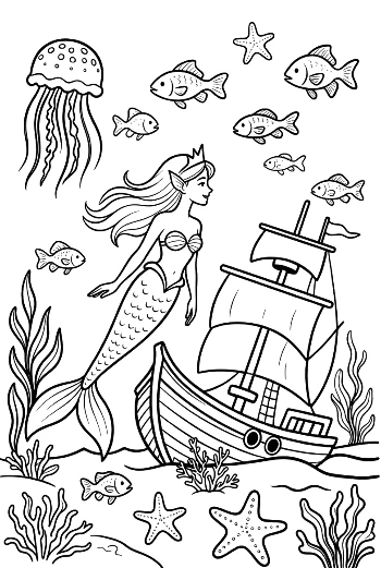 Mermaid Princess Coloring Sheet Printable
