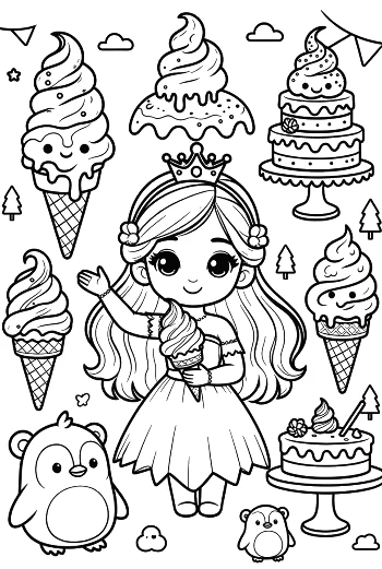 Cute Ice Princess Coloring Sheet Printable