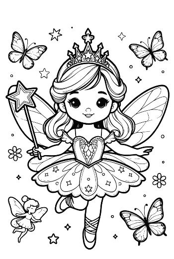 Easy Ballerina Princess Coloring Page Printable