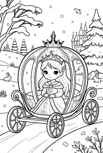 Ice Princess Looking Out from Her Royal Magic Snow Carriage Printable