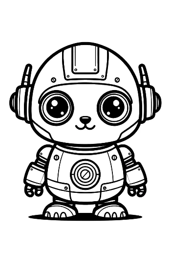 Adorable Kitty Robot with Big Mechanical Eyes and Ears Printable