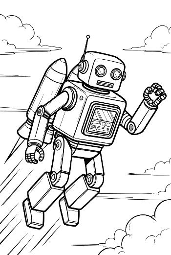 Mechanical Robot Soaring Through the Air with a Jetpack Printable