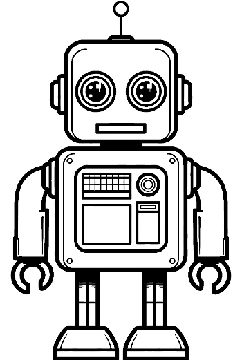 Retro Line Art Robot