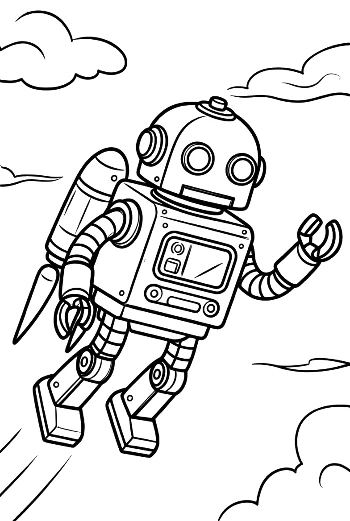 Retro Robot Coloring Sheet Printable