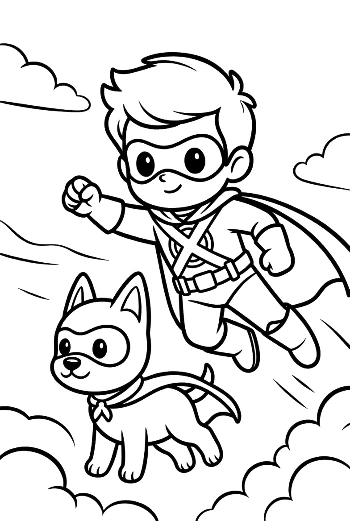 Ausmalbild Superheld mit Umhang druckbar