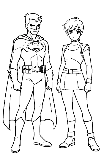 Superman and Anime Heroine Side by Side