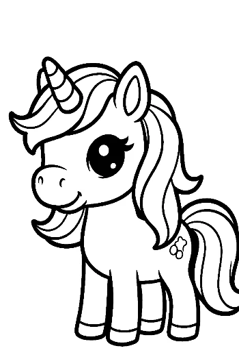 Cute Kawaii Unicorn Outline