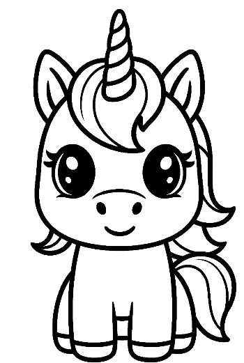 Cute Kawaii Unicorn Outline