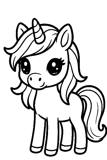 Niedliches Kawaii-Einhorn steht entzückend da