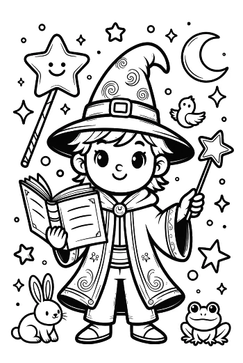 Cute Magic Wizard for Kids Printable