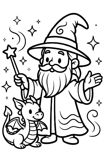 Magic Wizard Coloring Page Printable