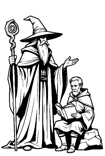 Magic Wizard Teaching Apprentice