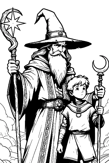 Mentor Wizard and Apprentice Boy