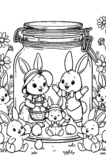Cute Easter Bunny to Color Printable