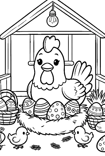 Farmhouse Chicken with a Nest Full of Easter Treats Printable