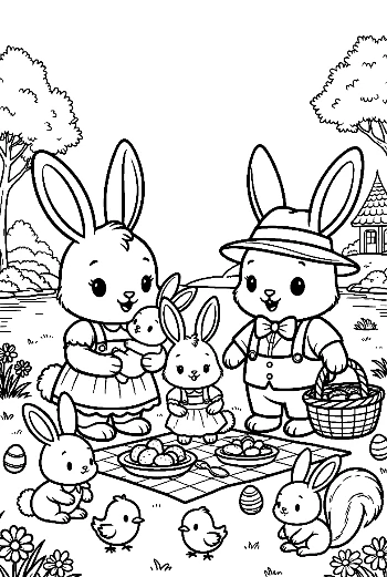 Little Bunnies Playing Together in the Park Printable