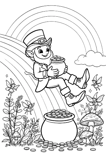 Leprechaun Finding the End of the Rainbow Printable