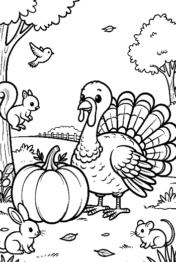 Happy Turkey in a Pumpkin Patch for Thanksgiving Printable