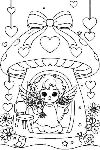 Cute Hearts Cupids Printable