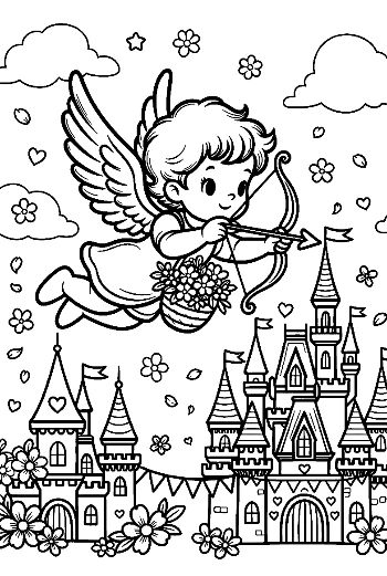 Free Hearts Cupids Coloring Sheet Printable