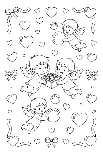 Hearts Cupids Printable