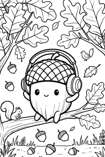 Download Leaves Acorns Coloring Sheet Printable
