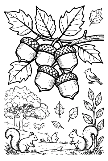 Download Leaves & Acorns for Kids Printable