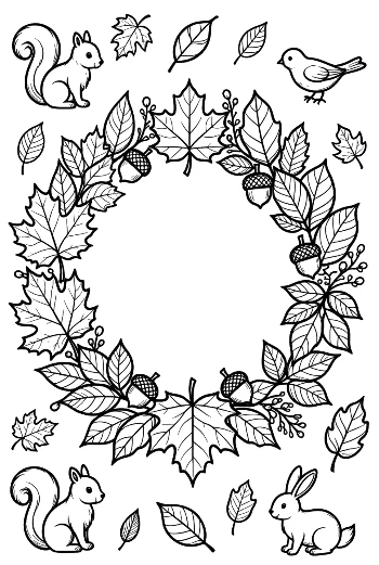 Free Leaves Acorns Coloring Sheet Printable