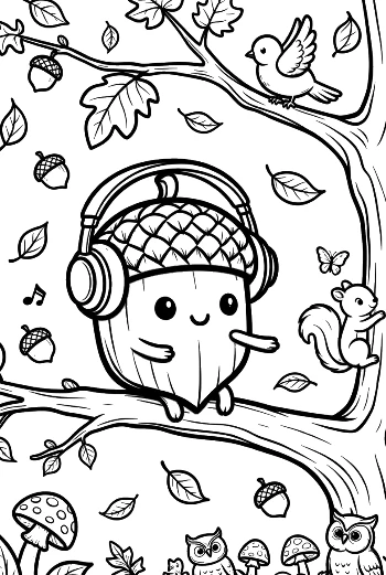 Free Leaves Acorns for Kids Printable