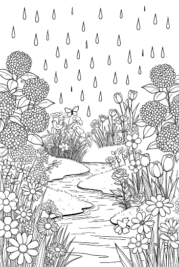 Download Flowers & Rain Printable for Kids