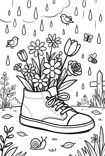 Flowers Blooming Inside a Sneaker in the Rain Printable
