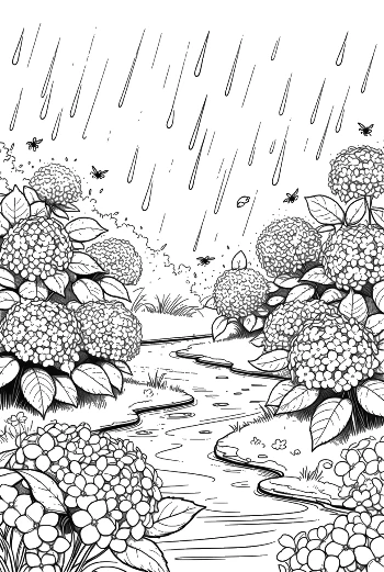 Flowers Rain to Color Printable