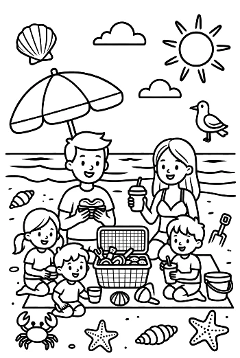 Easy Beach Sun to Color Printable