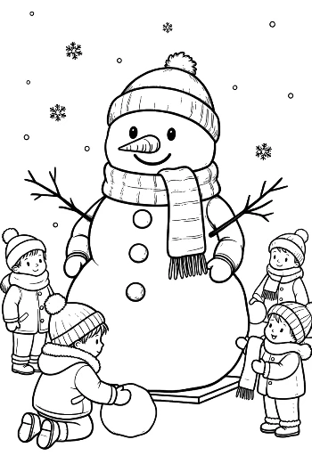 Snowman Snowflakes Coloring Sheet Printable