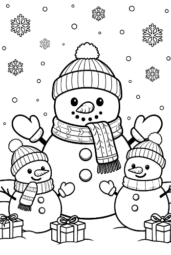 Snowman Snowflakes to Color Printable
